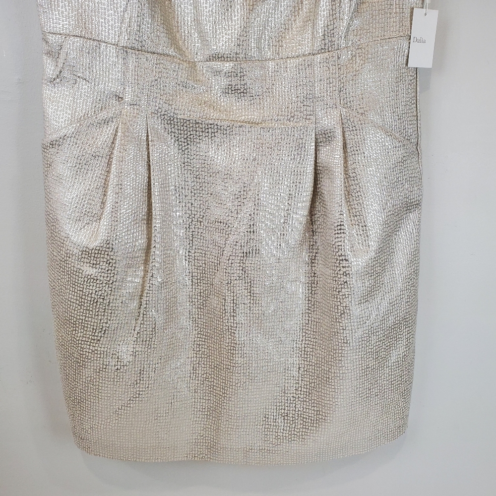 Dalia Pocked Silver Sleeveless Cocktail Dress Size 12 Womens Front pockets NWT - Picture 3 of 15